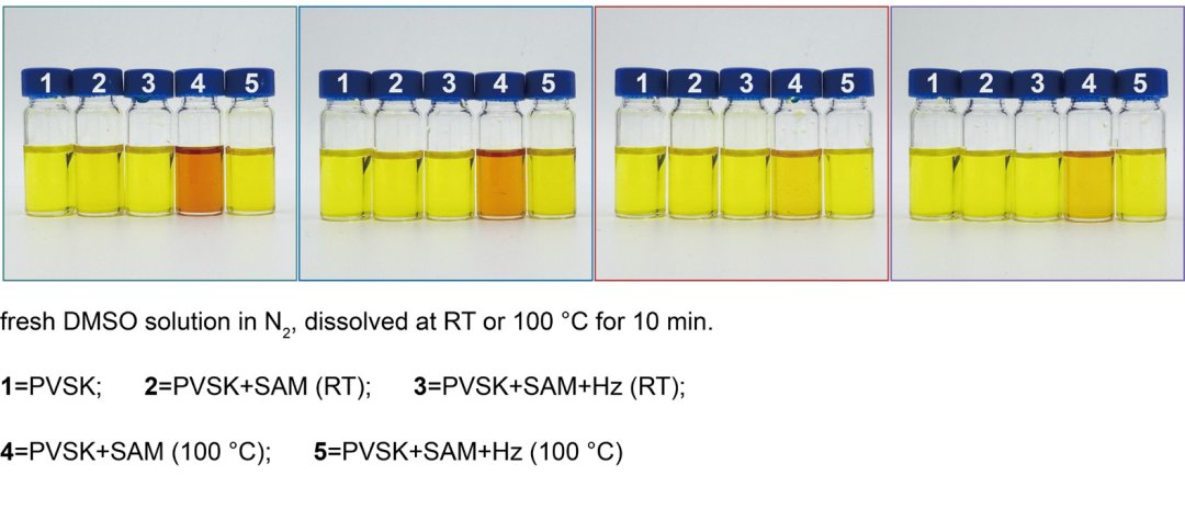 Colour change of SAM and perovskite precursor solutions in a control experiment